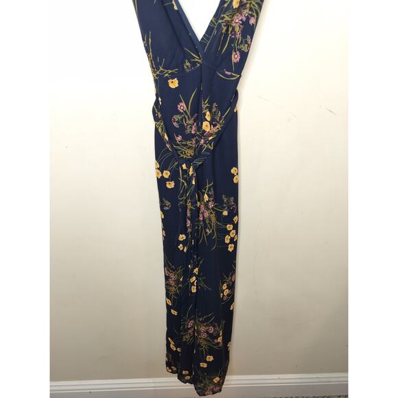 Reformation Mademoiselle Sofi Floral Jumpsuit Tie Waist Navy - Picture 4 of 10